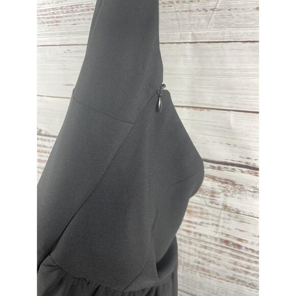 Commense Dress Women's Large Black Halter Pearl Bow Plunge Skater Cocktail Party - Picture 6 of 14